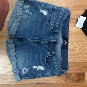 Hollister Jean shorts with rips, size five, 5 inch